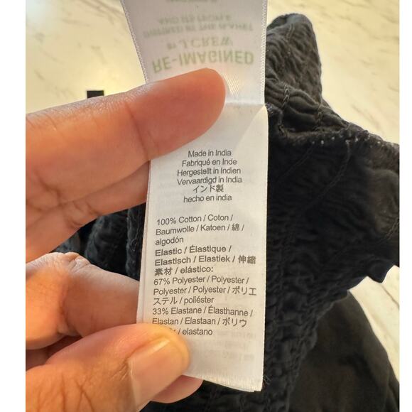 J.Crew Womens Smocked Broken-in Jersey Cropped Top Black SIZE XL - Picture 4 of 7